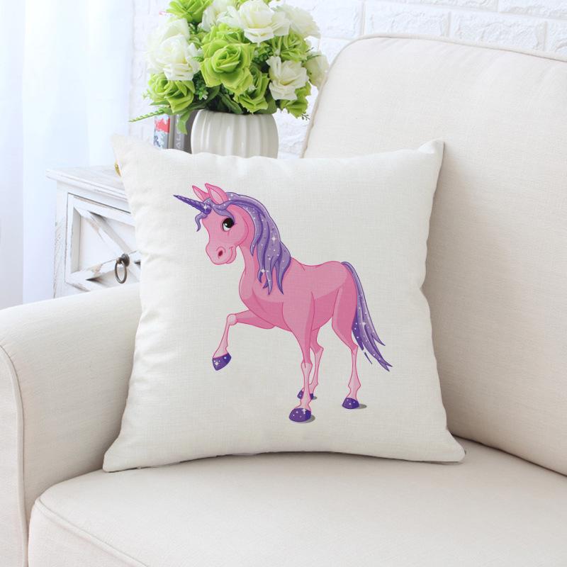 New Unicorn Cushion Cover Hot Polyester Cartoon Unicorn Pillowcase Kids Room Decoration Sofa Couch Throw Pillow Cover Decorative