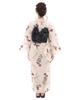 Yukata change set heiko E kudzu and red one size fits [KYOETSU] set, weave, unbleached, 2-piece (yukata, obi), women's (7. bellflower, all)
