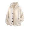 2025 Men's & Women's Dark Gray Hooded Knit Cardigan - American Style Casual Sweater for Autumn & Winter.