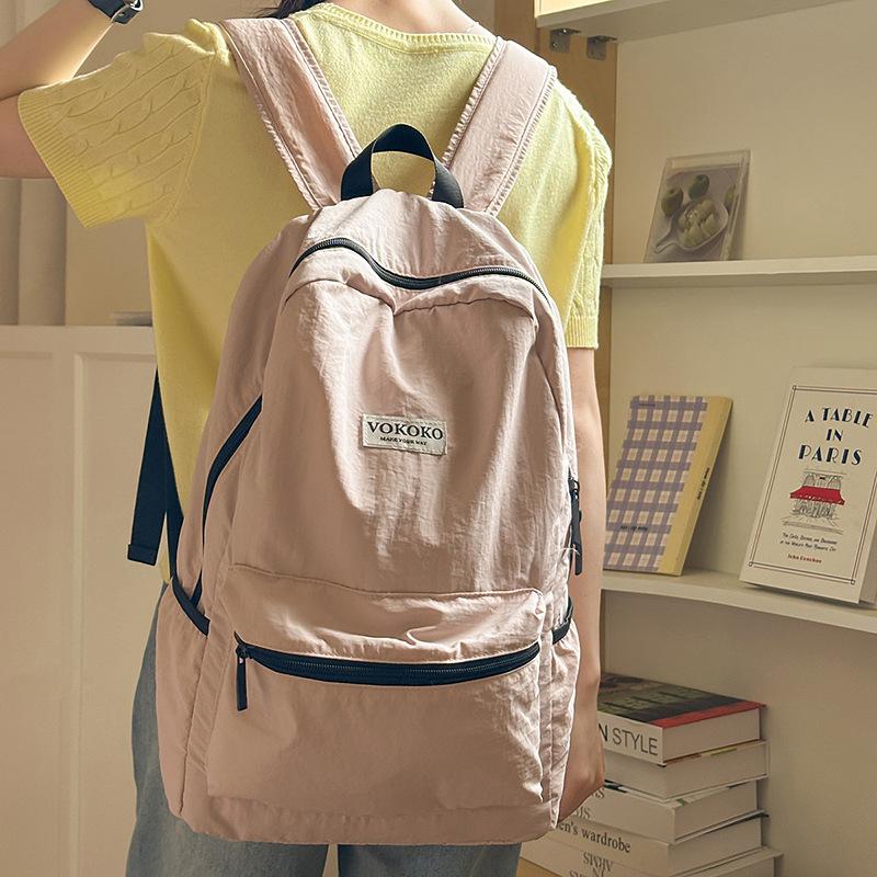 Small Fresh Solid Color Backpack for Female College Students, Outdoor Mountaineering Bag, Simple and Lightweight Travel Study Ba
