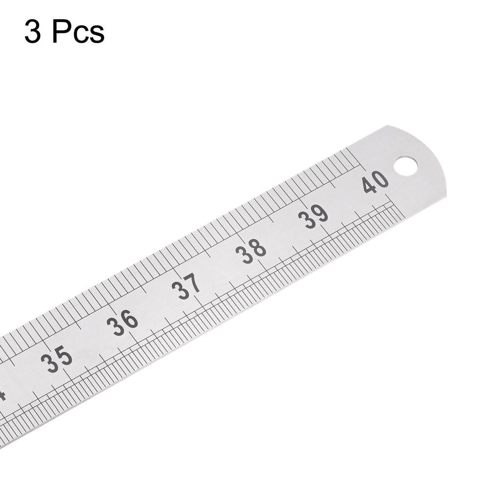 Uxcell Stainless Steel Length X Thickness X Straight Measuring Tool for and Silver Tone 3-Piece Ruler, 100cm/40" 1/16" 1-3/8" Width, Woodworking,