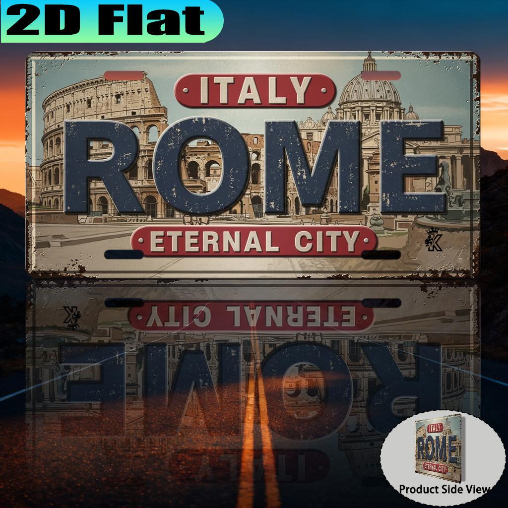 

pc D Flat Print Eternal City of Rome Vintage Aluminum License Plate Sign xcm Vintage Urban Style Wall Decor Perfect 15x30cm(5.9x7.8inch)