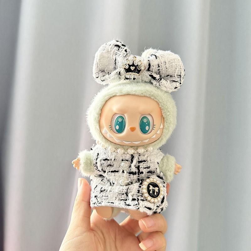 Doll Clothes Exclusive: 17cm Labubu Pendant Keychain with Little Fragrant Style Skirt