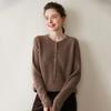 Trustworthy Classic: Women's Round Neck Solid Cashmere Sweater - Soft, Thickened, Single-Breasted Outerwear for Autumn & Winter.