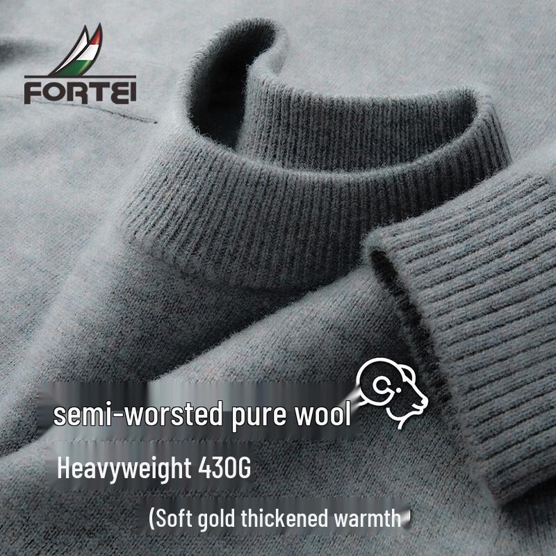 Men's 100% Pure Wool Crew Neck Knit Sweater