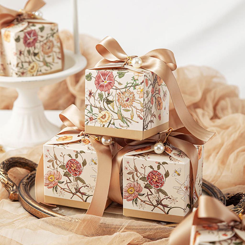 24/12pcs, Deluxe Flower Candy Box, Wedding Candy Box, 2.75x2.75in, Chocolate, Engagement, Party, Party, Christmas Halloween