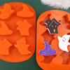 6-Cavity Silicone Candle Mold Pumpkin Ghost Witch Hat Design for DIY Resin Clay Tray Gothic Halloween Decor Making Tool