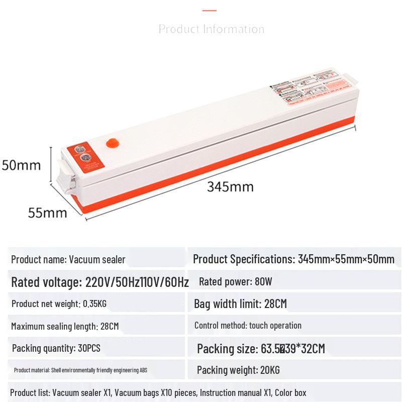 

Вакуумный упаковщик двойного назначения для влажной и сухой упаковки - Компактная машина для запайки пластика American Plug (includes 10 vacuum bags 17*25 cm)