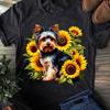 Womens Girls Cute Sunflowers Yorkie Lover Yorkshire Terrier - Funny Yorkie Gifts, Yorkshire Terrier Shirt, Yorkshire Terrier, Yorkie Mom
