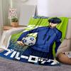 1pc Blue Lock Soccer Hero Flannel Blanket Soft Warm Throw Blanket for Bedroom Living Room Bed Travel Camping Picnic Gift. MT71501117