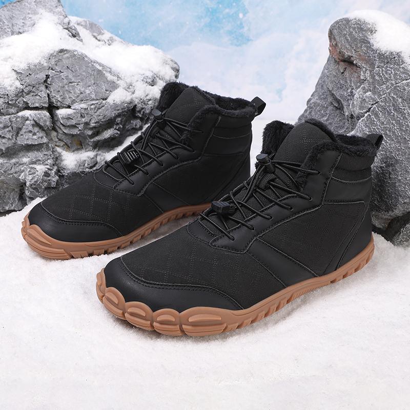 TUINANLE Winter Footwear Barefoot Shoes Womens Hiking Boots Wide Toe Box Walking Shoes Men Plush Boots