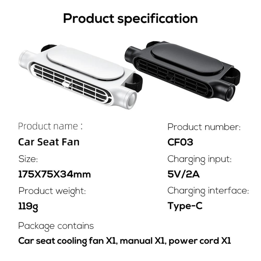 Car Seat Cooling Fan 3 Speeds Adjustable Car Seat Headrest Fan USB Powered Electric Fan Cooling Air Fan For Cars Rear Seat Heat Shields 2