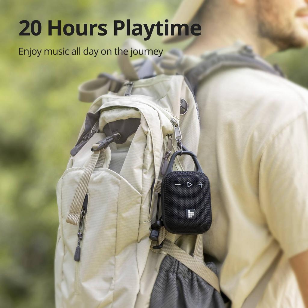 Tronsmart Mirtune H1 Portable Speaker - IPX7 Waterproof 20H Playtime Bluetooth 5.3 TWS Pairing Carabiner Hook Outdoor