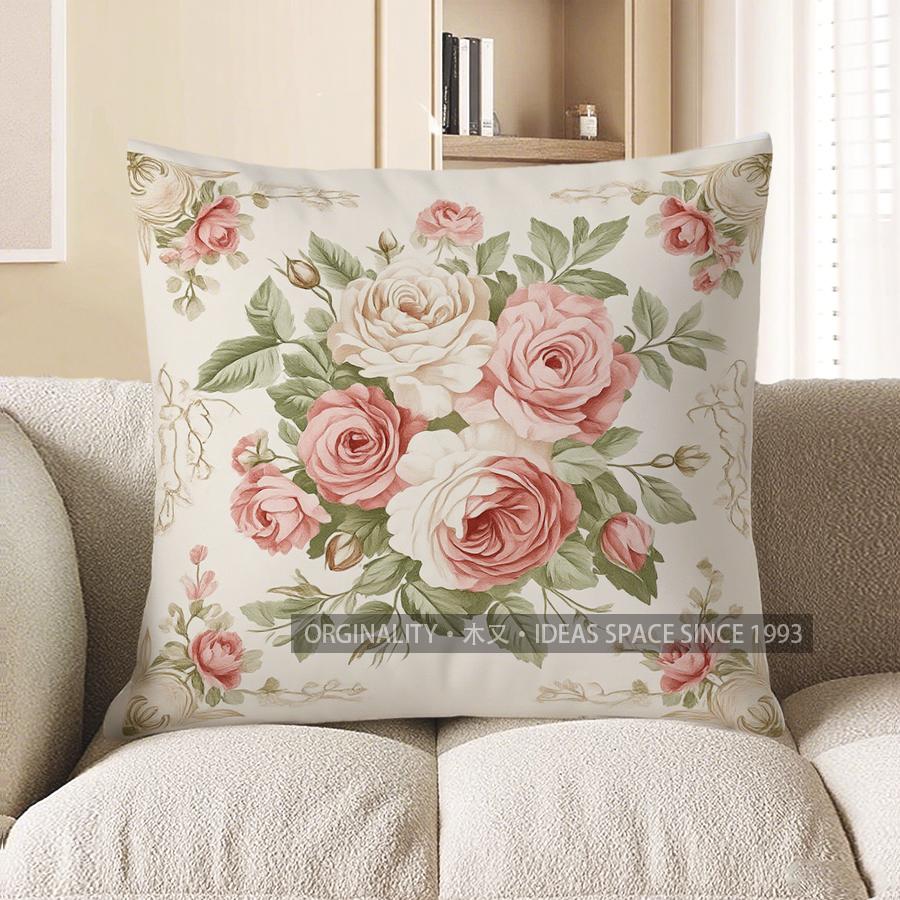 Home Decor Floral Roses Cushion Cover For Home Decor Pattern Cushion Cover Suitable For Sofa Bedroom Car Pillow Cover