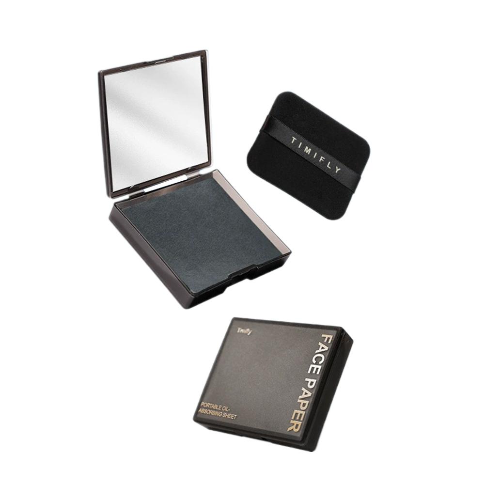 100pcs Facial Oil Blotting Paper with Mirror Powder Puff Oil Control Oil-absorbing Face Cleaning Beauty Makeup Tools Accessories