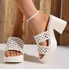 Fashion Rimocy Chunky Platform Plus Size Women's Sandals Summer New Braided High Heel Sandles Solid Beach Thick Sole Shoes Women