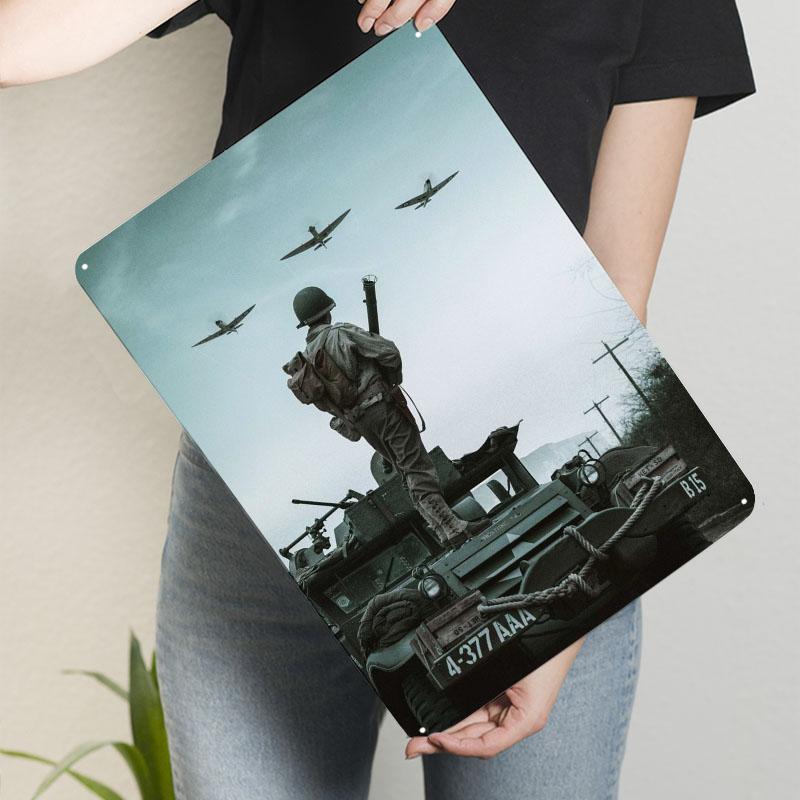 

Солдат Второй мировой войны Знак Военный Постер Декор для Украшения Комнаты Пользовательские Металлические Жестяные Таблички для Украшения Стен Домашний Декор Ретро 20x30cm（7.8x11.8inch）