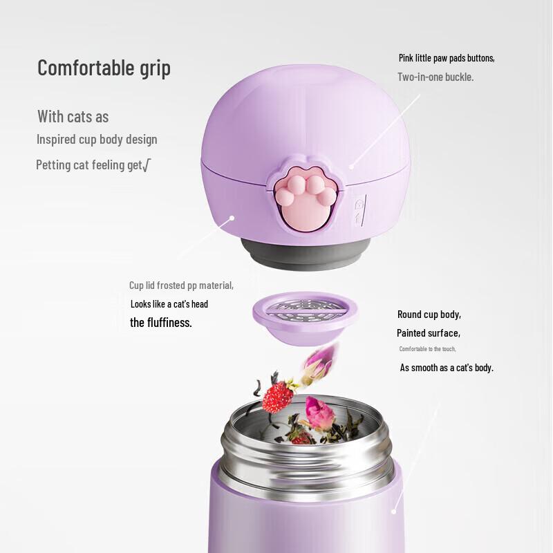Lock&Lock Meow Bounce Stainless Steel Insulated Bottle, 400mL