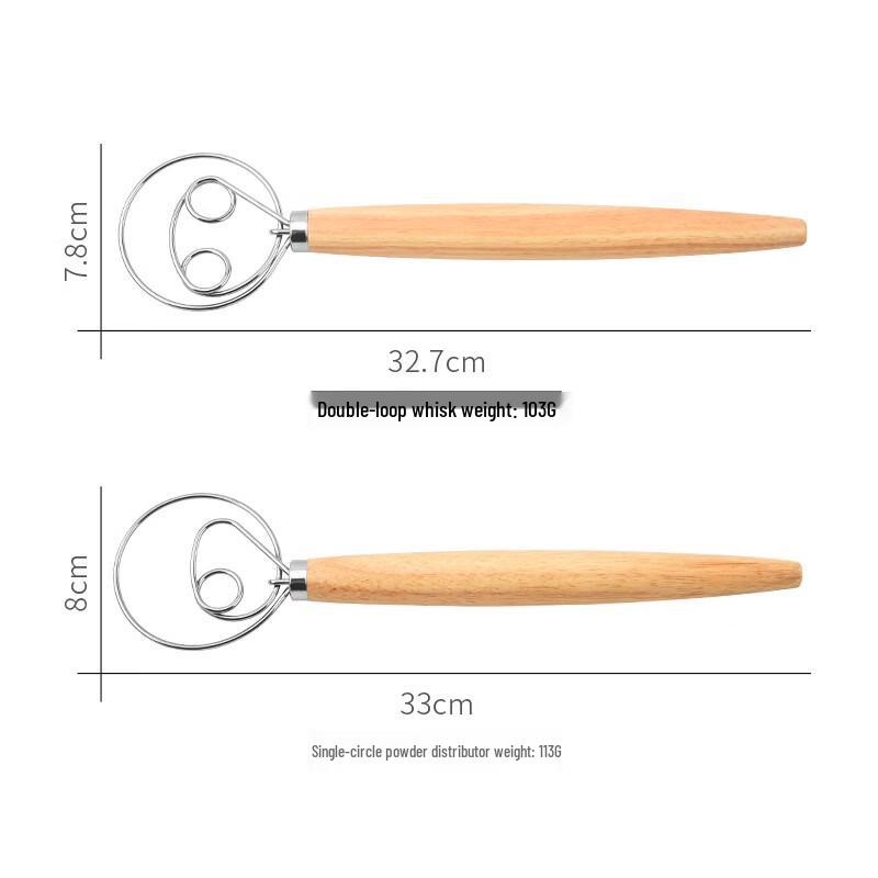 Stainless Steel Dough Whisk with Wooden Handle