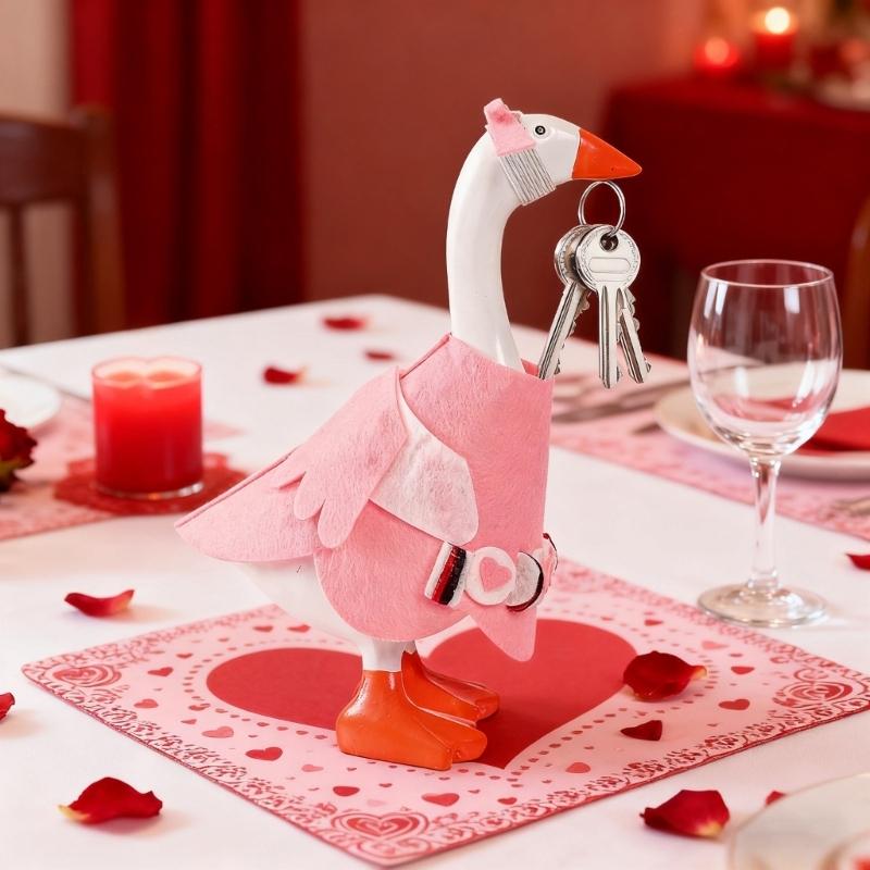 QX2E Holiday Themed Geese Attire Enhances Party Photography Backdrops Tabletop Decors