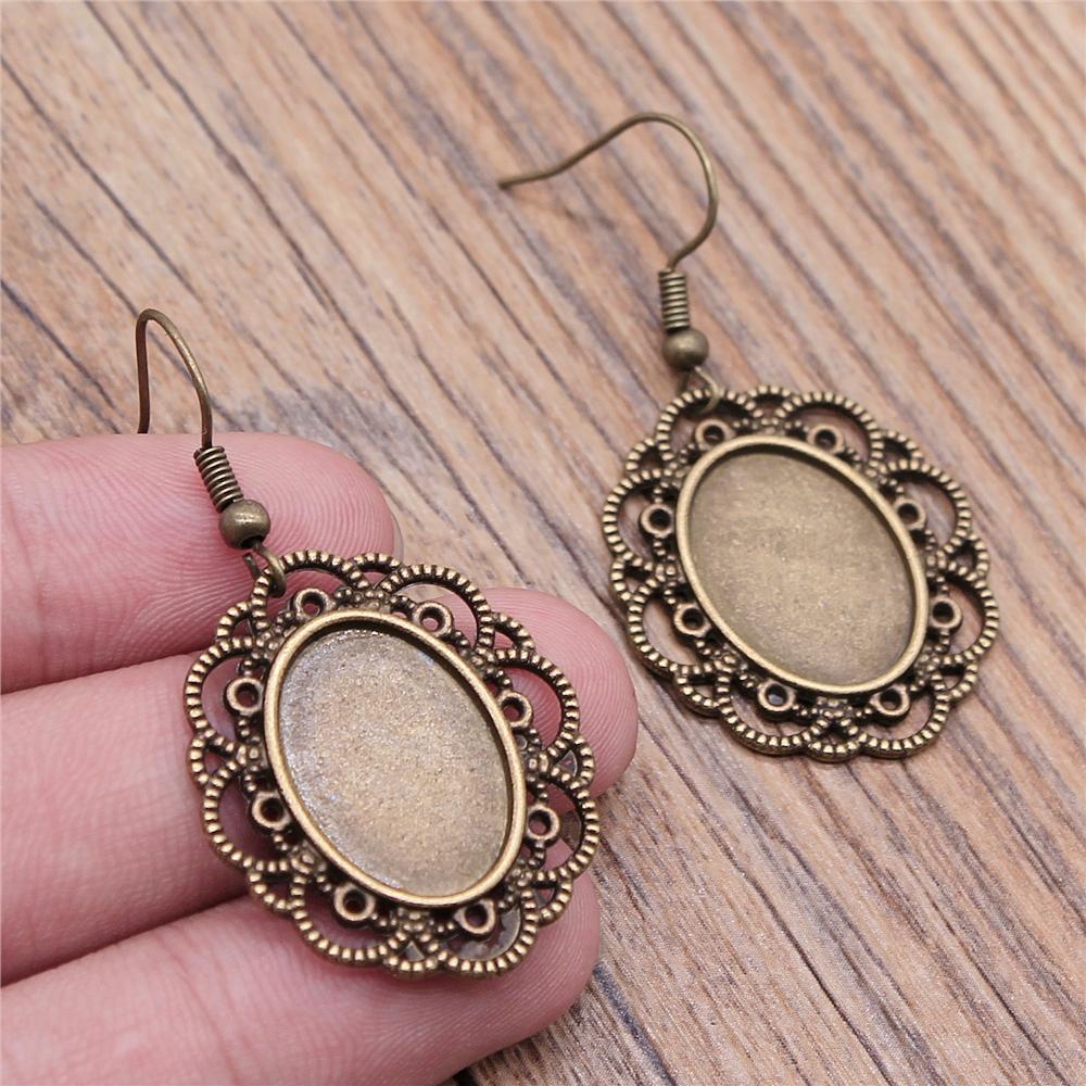 Fit 13x18mm Cabochons Oval Blank Setting Bezel Blank Cabochon Earring Base For DIY Earring Making