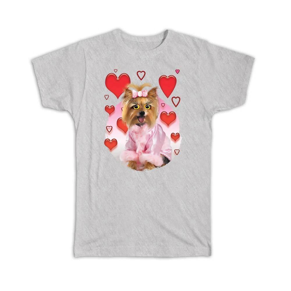 Gift T-Shirt : Yorkshire Princess Funny Pet Dog Animal Puppy Hearts Makeup S
