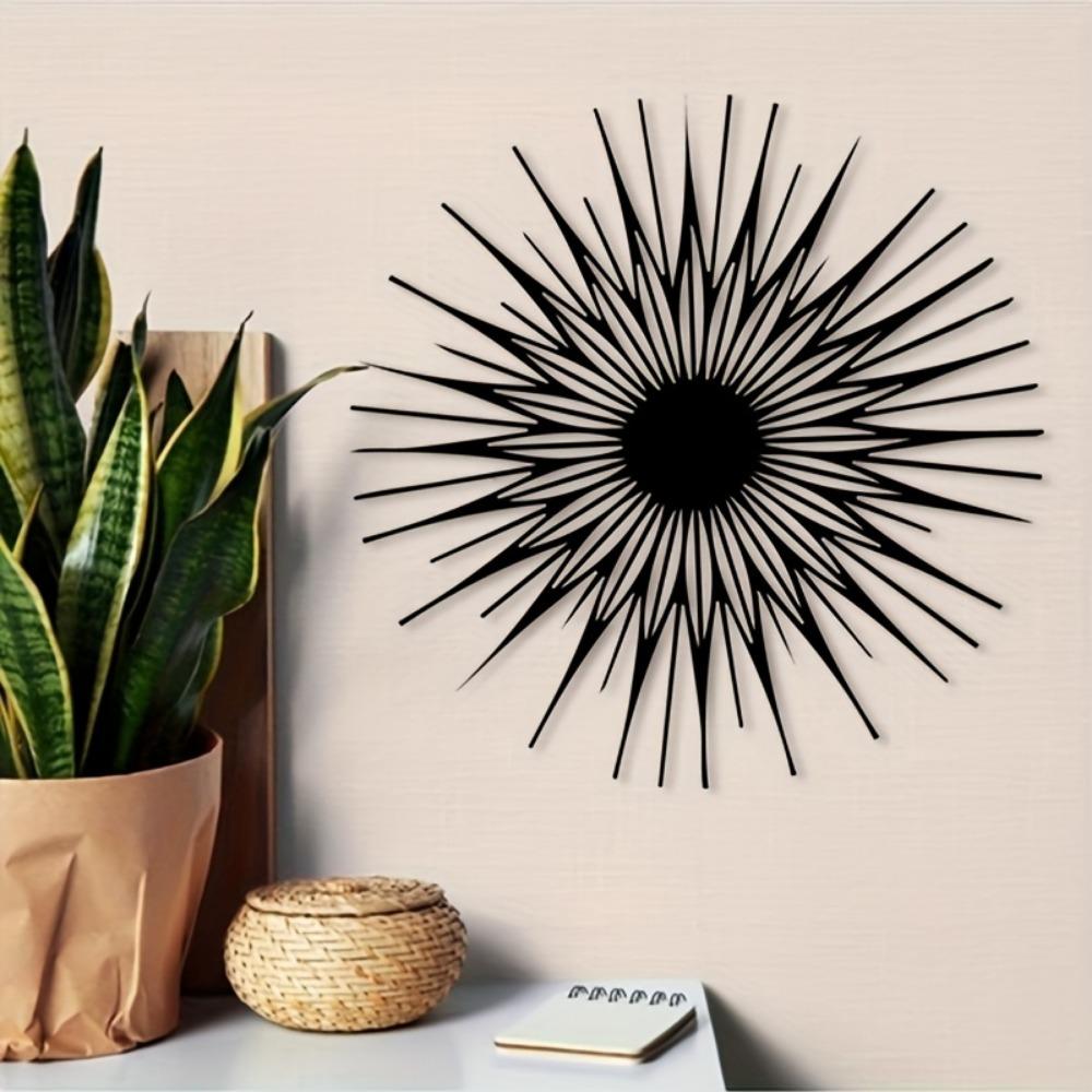 Iron Sunburst Wall Art, Vintage Rust Resistant Metal Sun Sculpture for Meditation Room, Bohemian Farmhouse Hanging Decor, Christmas Gift for Healers