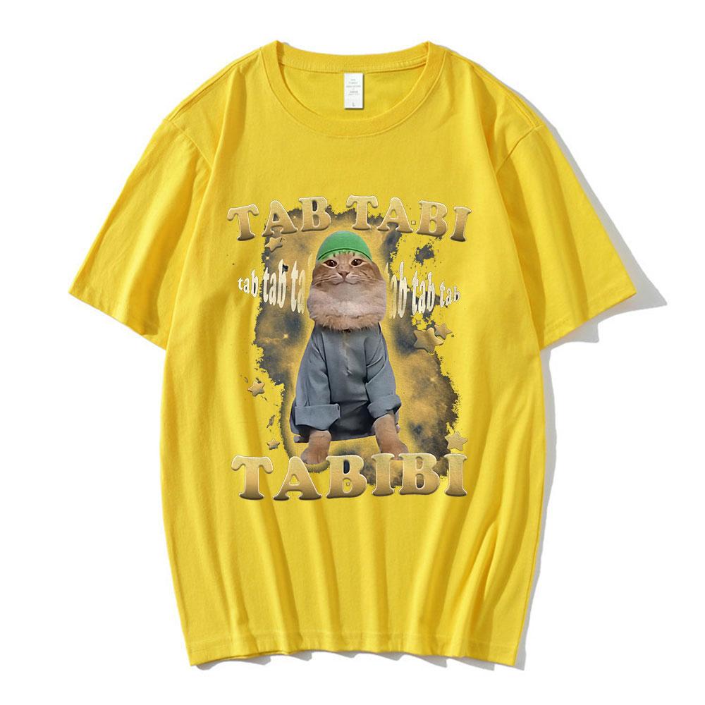 Tab Tabi Tabibi Lustiges Halal Katze Meme T-Shirt Kätzchenliebhaber Geschenk Männer Frauen Kleidung Vintage Kurzarm T-Shirt Baumwoll T-Shirts