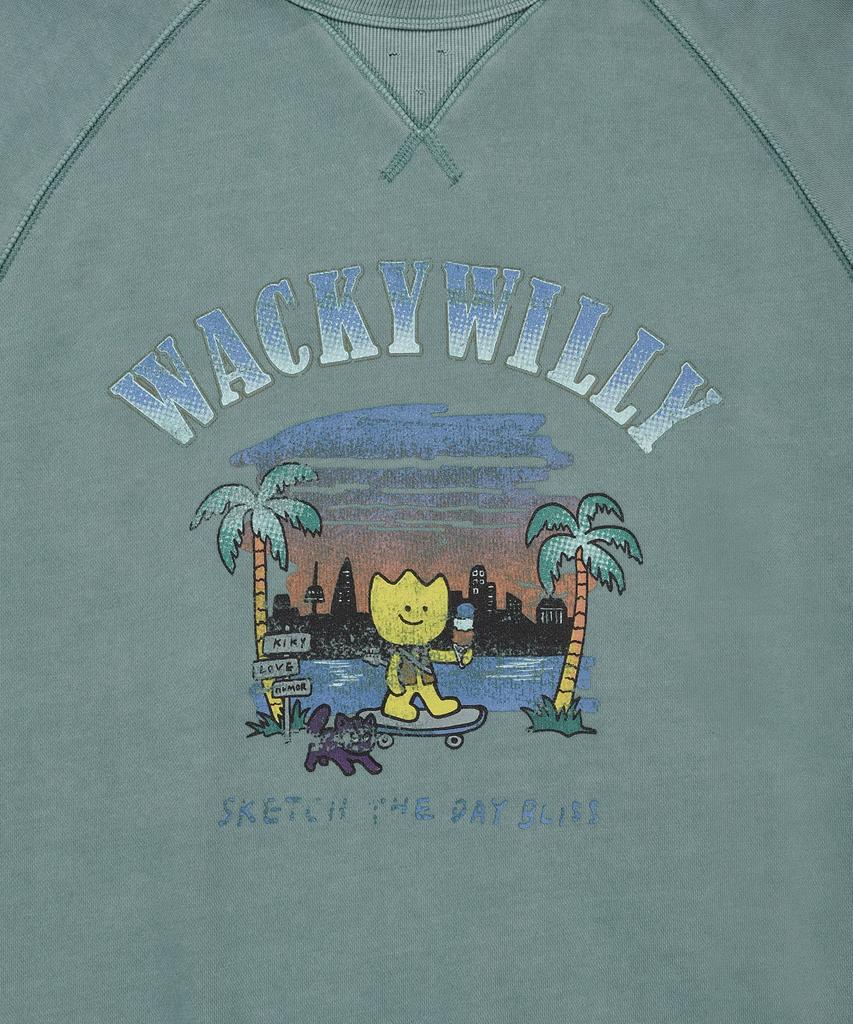 WACKY WILLY Washed One-Point Sweatshirt Green