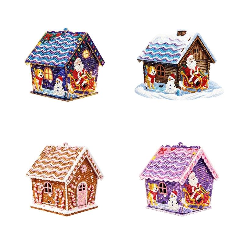 Freestanding Wooden Christmas Art Craft, Multicolored Decorative Project for Creating Pitched-Roof Seasonal Display