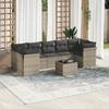 Vidaxl 8-Cz. Garden Furniture Set, Cushions, Light Grey Poly Rattan