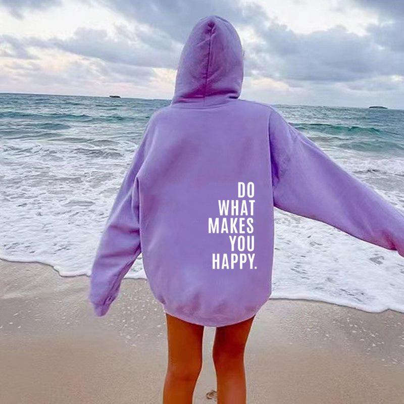 European Size Do What Makes You Happy Sports Hooded Sweater