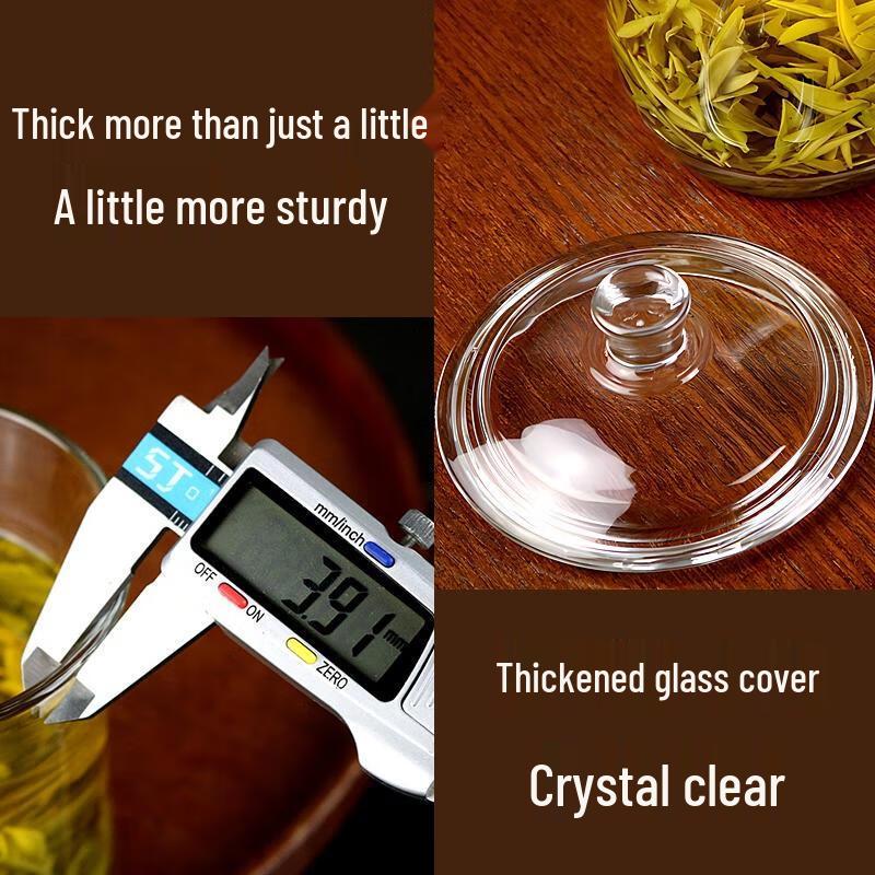 HANDUNYOU 380ml Heat-Resistant Glass Tea Cups with Handle (6-Pack)