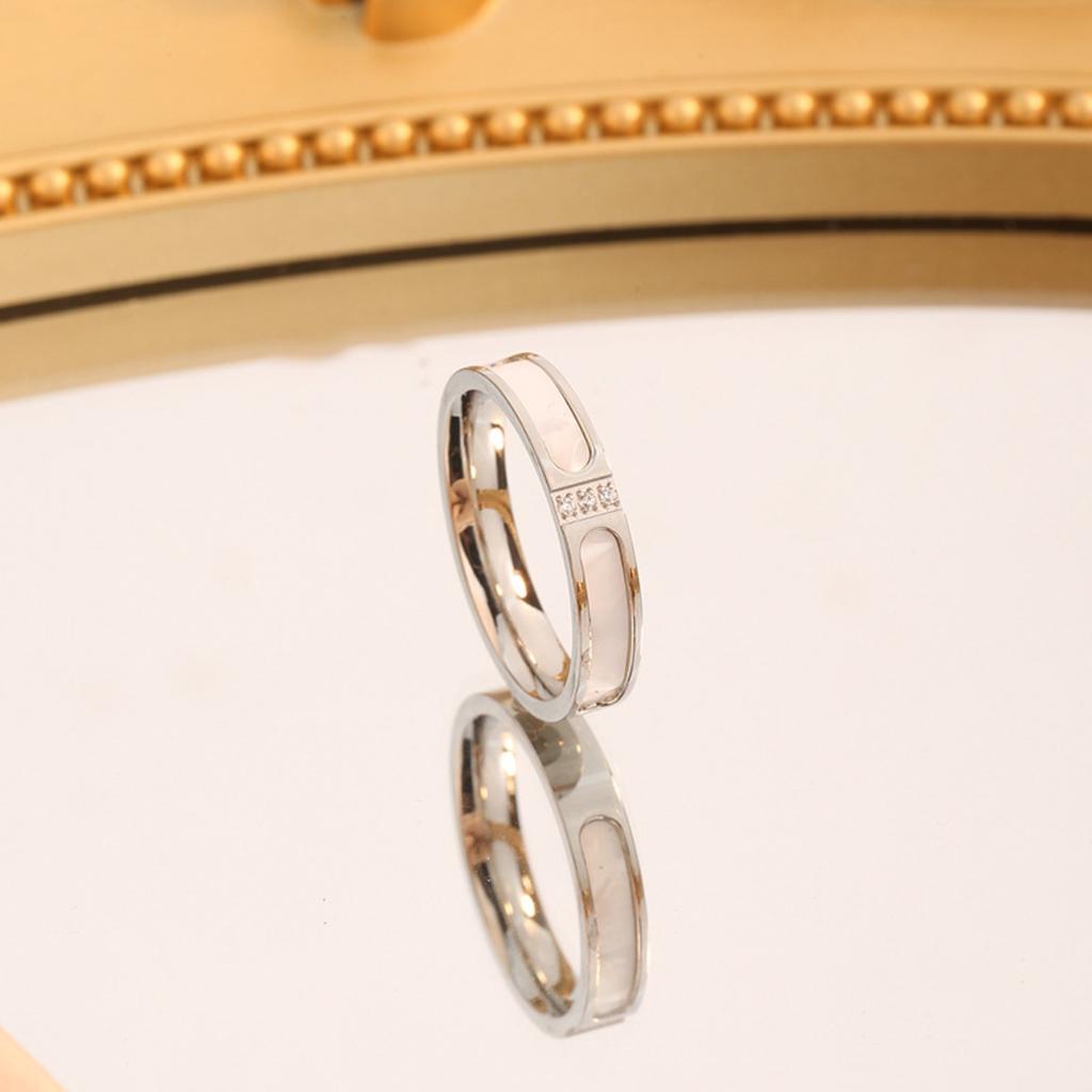 Zirkon Weiße Muschel Ringe Edelstahl Süßer Schmuck für Damen, Bequeme Passform Tägliches Tragen Beste Freundin Geschenkidee