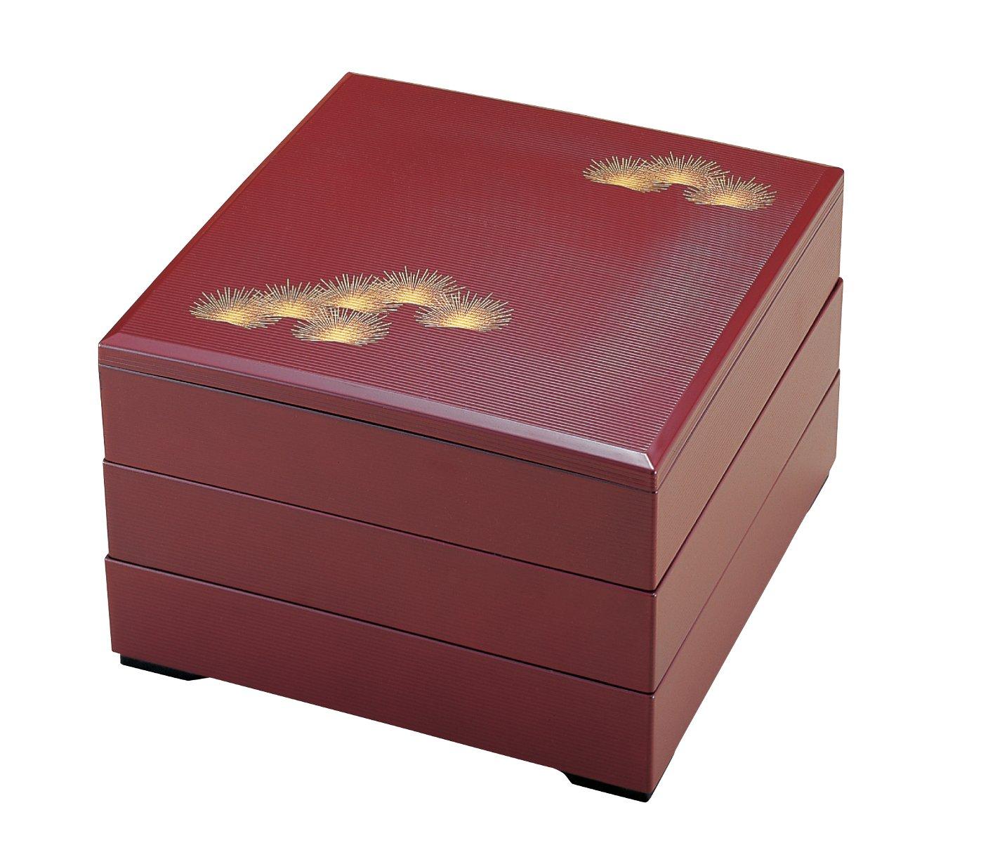 

Wakaizumi Lacquerware, 3-Tiered Box, 8.5-inch Thousand-Lined, Urumi Wakamatsu (Black Interior), H-161-8B
