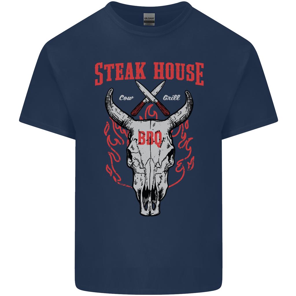 Steak House Bbq Cow Skull Grill Beef Food Unisexs Light Cotton Tshirt
