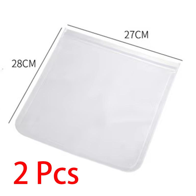 2Pcs Silicone Food Storage Containers Leakproof Fresh-keeping Sealed Freezer Bags Stand Up Zip Shut Bag Fresh Pouch Reusable