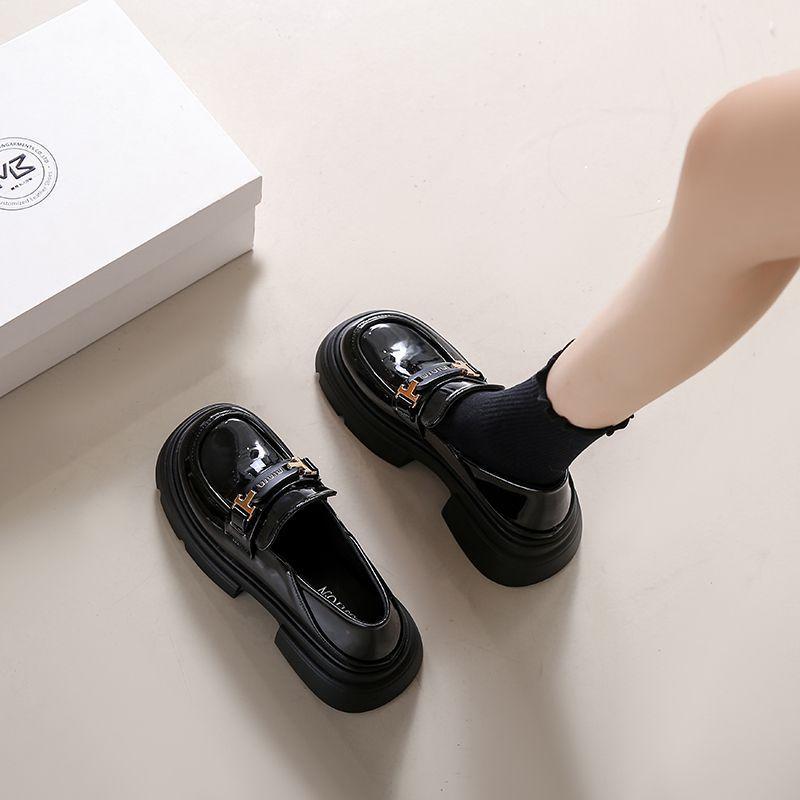 Fashion Thick-soled Heightening Small Leather Shoes Women's Retro British Style Single Shoes Spring and Summer New Versatile Muffin