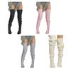 1 Pereche Șosete Tricotate Culoare Solidă Design Ajurat Peste Genunchi Șosete Respirabile Confortabile Design High-Top Șosete Toamnă Iarnă