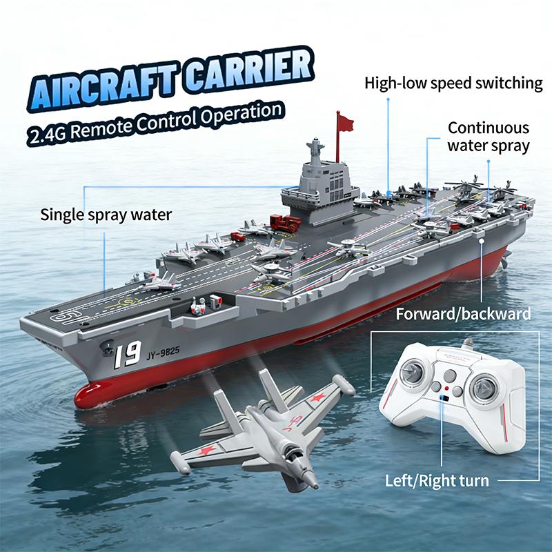 High Speed RC Boat 2.4GHz Remote Control Aircraft Carrier Warship S19 Electric Water Toy RTF Dual Motor Gift for Boys