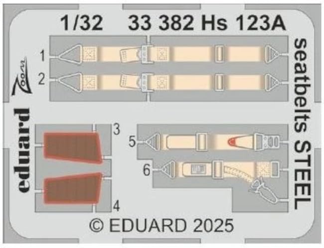 

Eduard Zoom Фототравленные Ремни безопасности Hs123A Нержавеющая сталь Детали для набора пластиковой модели EDU33382 1/32 (для ИКМ) (Самолет)