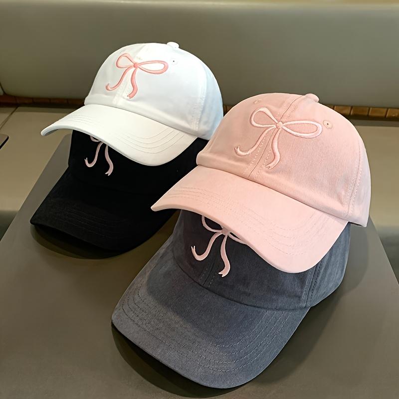 2PC Adjustable Embroidered Bow Baseball Cap,Sun Protection Hat,Suitable for Various Activities Such As Run,Cycling,Play Ball Etc