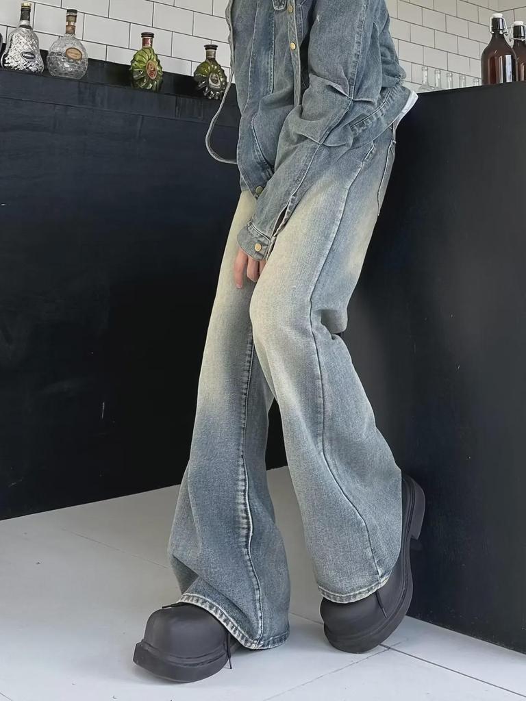 Unisex Hong Kong Style Jeans: Trendy Spring & Autumn Designs, Loose Straight-Leg & Slightly Flared Trousers