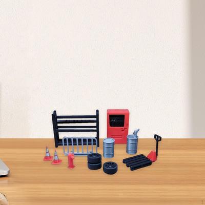 1/64 Scale Diorama Garage Repair Tools Set Oil Drums Realistic Simulation Hand Trailer Scene Model