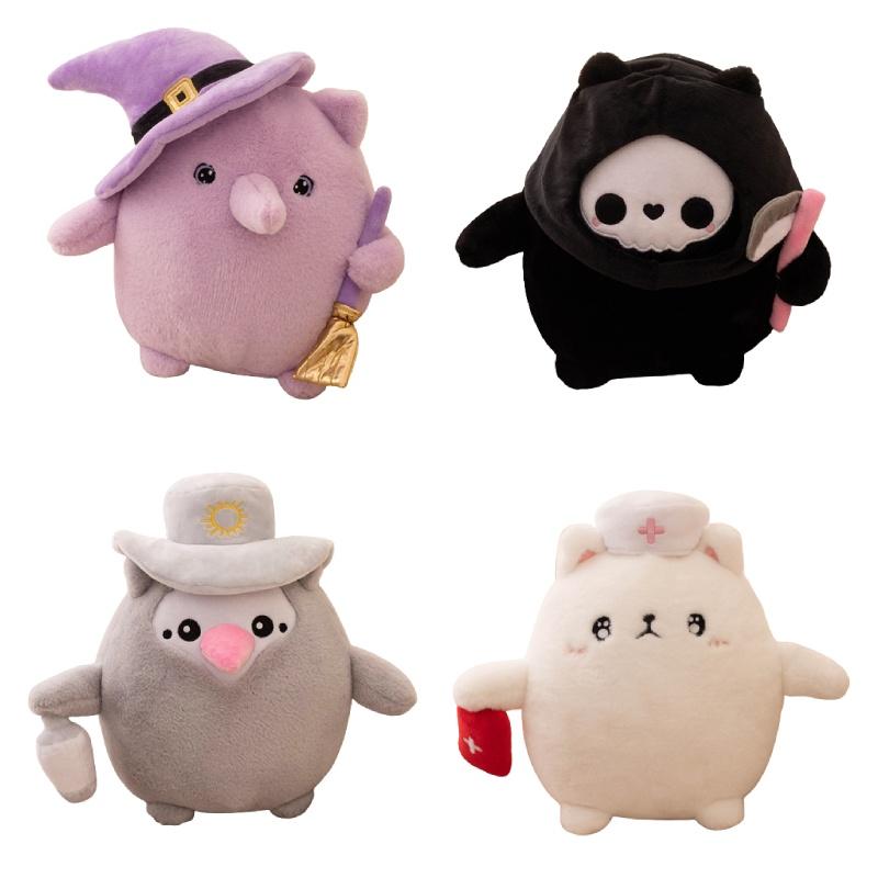 Dark Cat Series Plush Toys For Halloween Witch, Nurse, Death, And More