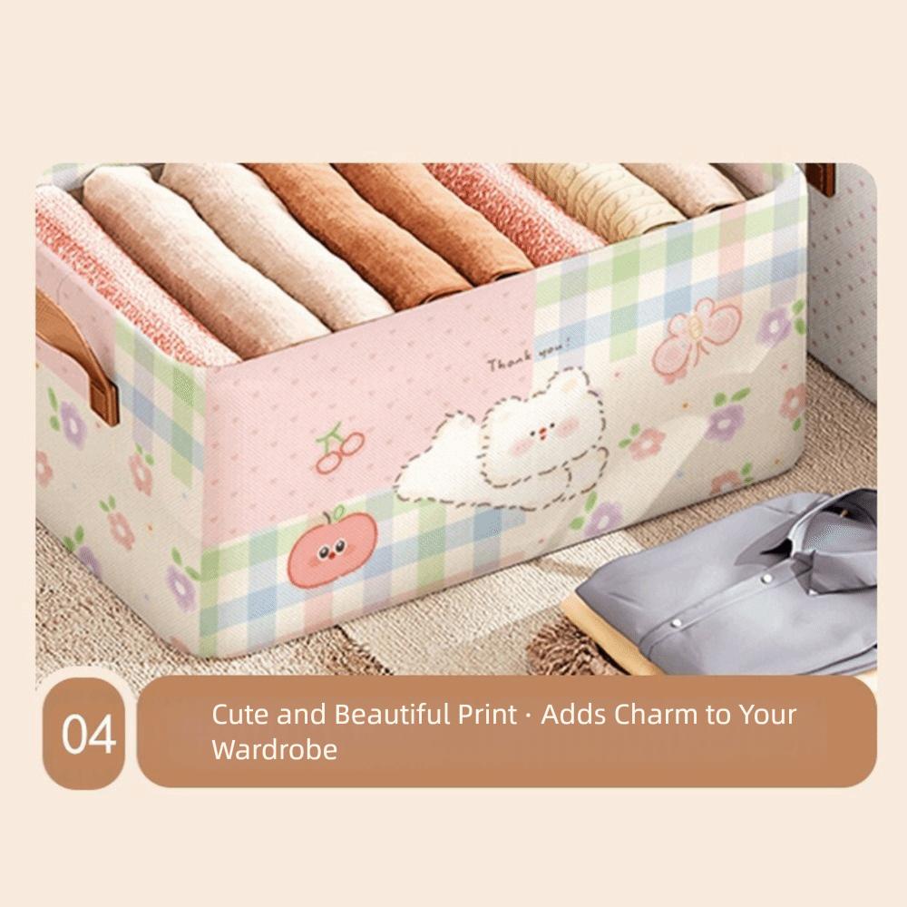 Cute Cartoon Printed Clothes Storage Box Portable Foldable Closet Organizer Bag Multi-function Wardrobe Organizer Household