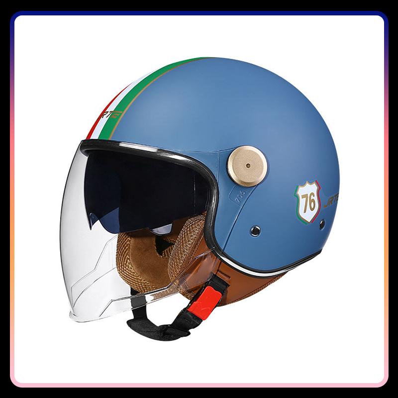 3/4 Open Face Helmet Daul Visor Retro Semi-open Helmets Men Women DOT ECE Double Lens Jet Helmets Motorcycle Accessories