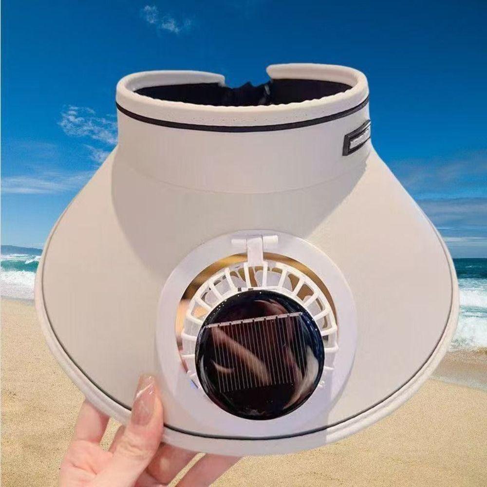 Mesh Summer Fan Sunhat Sun Protection Solar Fan Cap Wide Brim Sun Hat Sun Protection