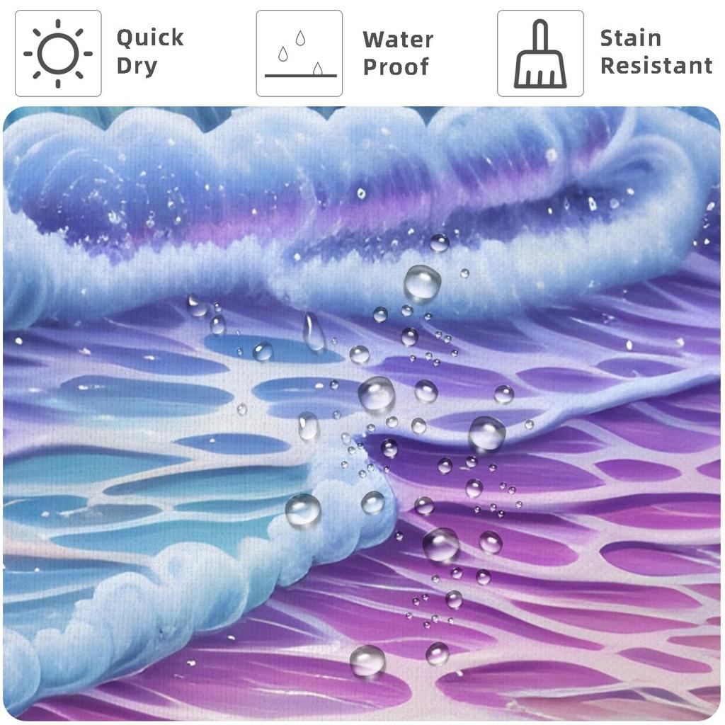 Purple Sunrise Beach Shower Curtain Coastal Shell Shower Curtain Suitable For Bathroom Waterproof Fabric Bathroom Curtain With Hook
