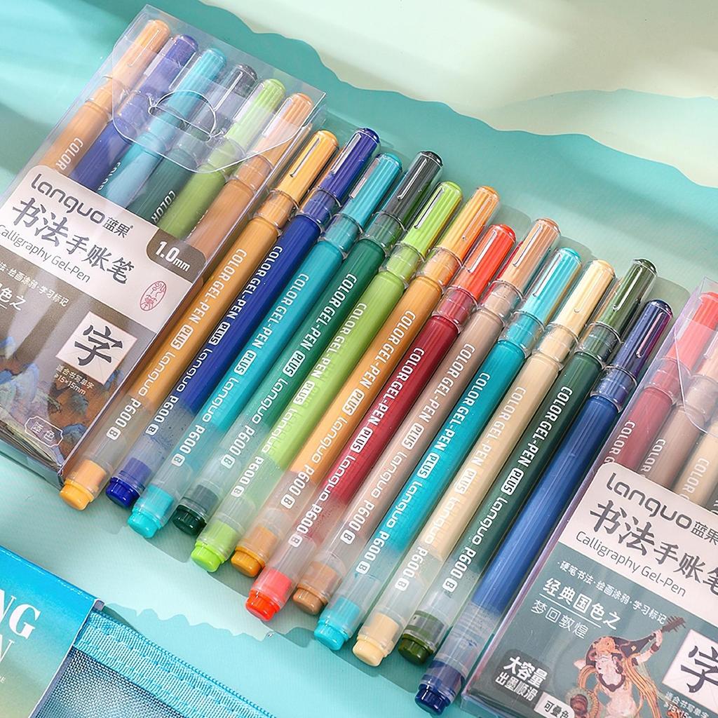 6ks kaligrafických gelových per Set Tučné 1,0 mm kuličkové pero Vícebarevné pro psaní Kreslení Malování Marker School